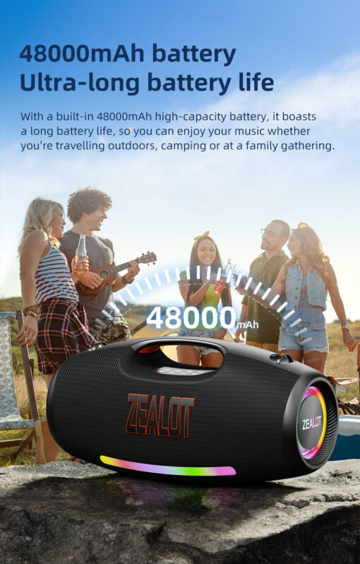 Zealot S89 250W Portable Bluetooth Speaker Subwoofer 48000mAh - Image 10