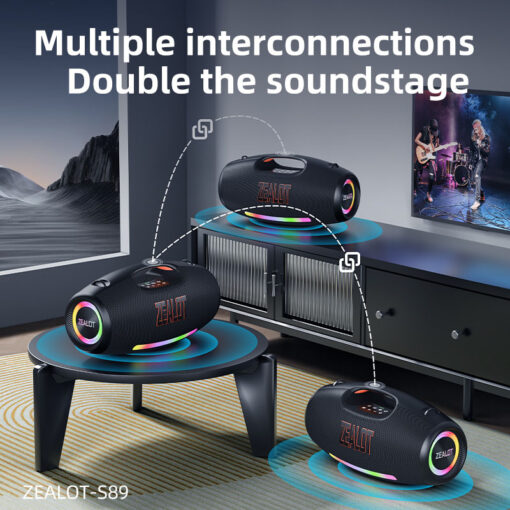 Zealot S89 250W Portable Bluetooth Speaker Subwoofer 48000mAh - Image 5