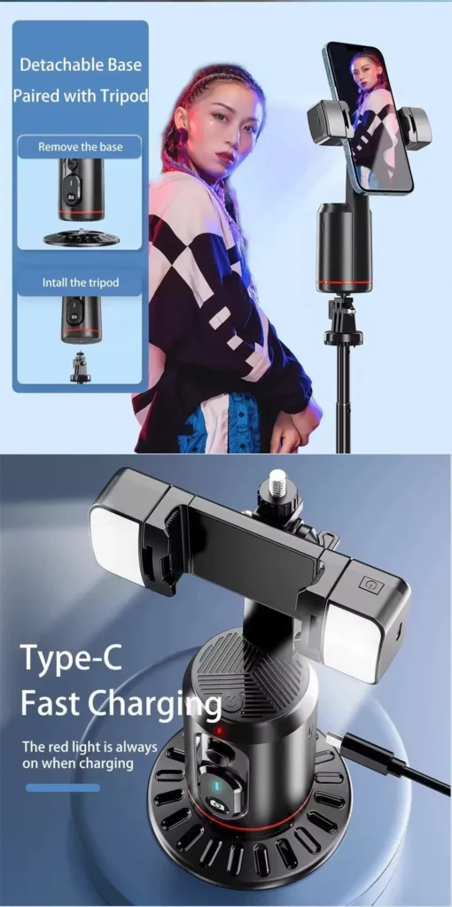 Q02 360 Auto Face Tracking Phone Holder/Selfie Stick - Image 6