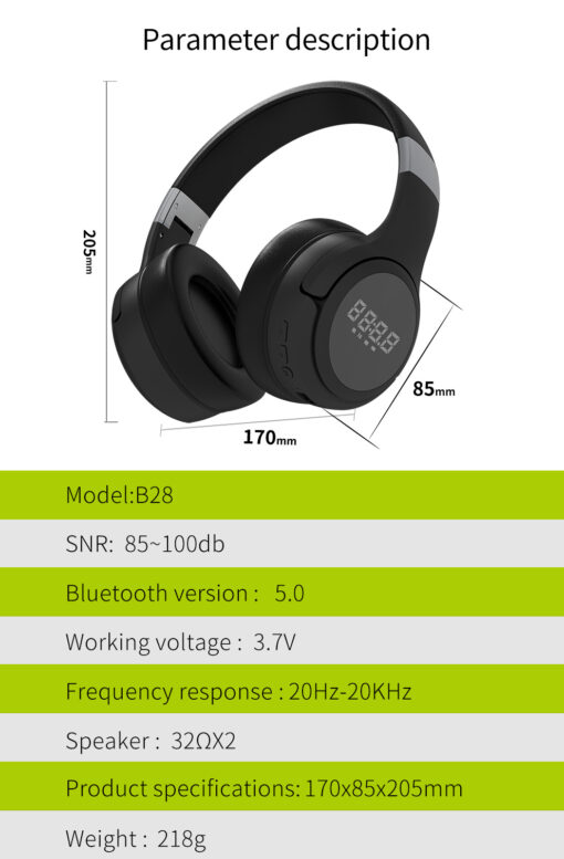 Zealot B28 Wireless Headphone With LCD Display - Image 9