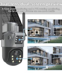 V380 4G Solar CCTV Camera – Dual Lens, 8MP, PTZ, AI Motion Tracking, 128GB Memory, Outdoor Wireless Security