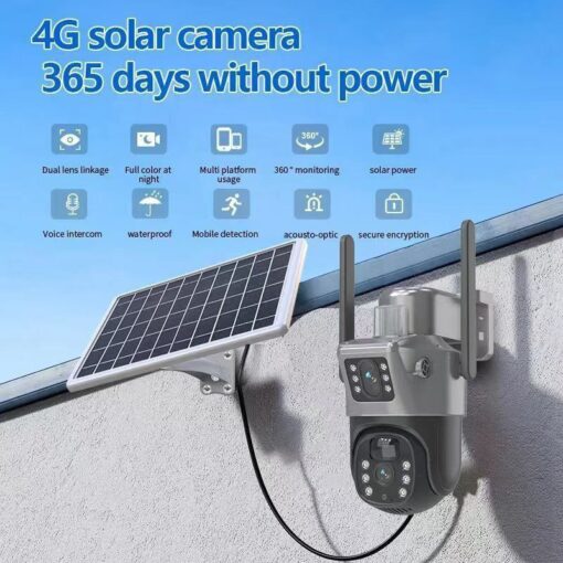 V380 4G Solar CCTV Camera – Dual Lens, 8MP, PTZ, AI Motion Tracking, 128GB Memory, Outdoor Wireless Security - Image 9