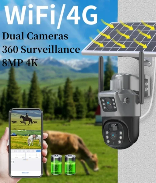 V380 4G Solar CCTV Camera – Dual Lens, 8MP, PTZ, AI Motion Tracking, 128GB Memory, Outdoor Wireless Security - Image 10