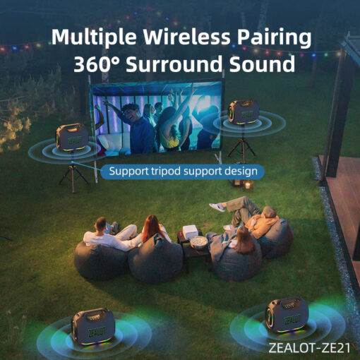 Zealot ZE21 250W Portable Bluetooth Speaker Subwoofer 48000mAh - Image 8